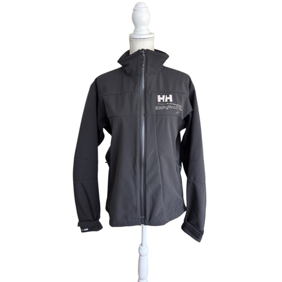 Helly Hansen HH Gray Script Full Zip Pleated Soft Shell Tech Jacket - Picture 1 of 14